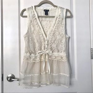 Cream Crochet Lace Wet Seal Vest